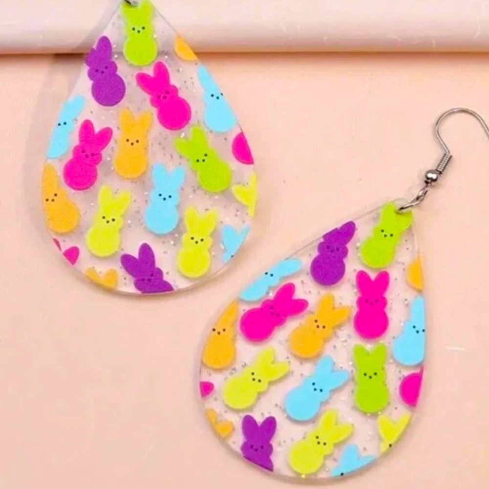 Acrylic Peep Bunny Earrings